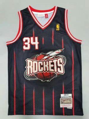 NBA 34 Olajuwon Rockets 1996-97 Maillot Retro noir